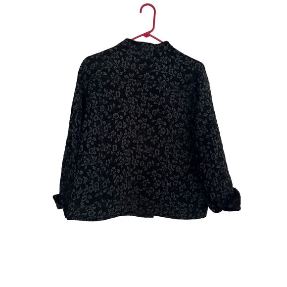 Charter Club Moto Jacket Damask Print Velvety Black Large - Picture 2 of 5